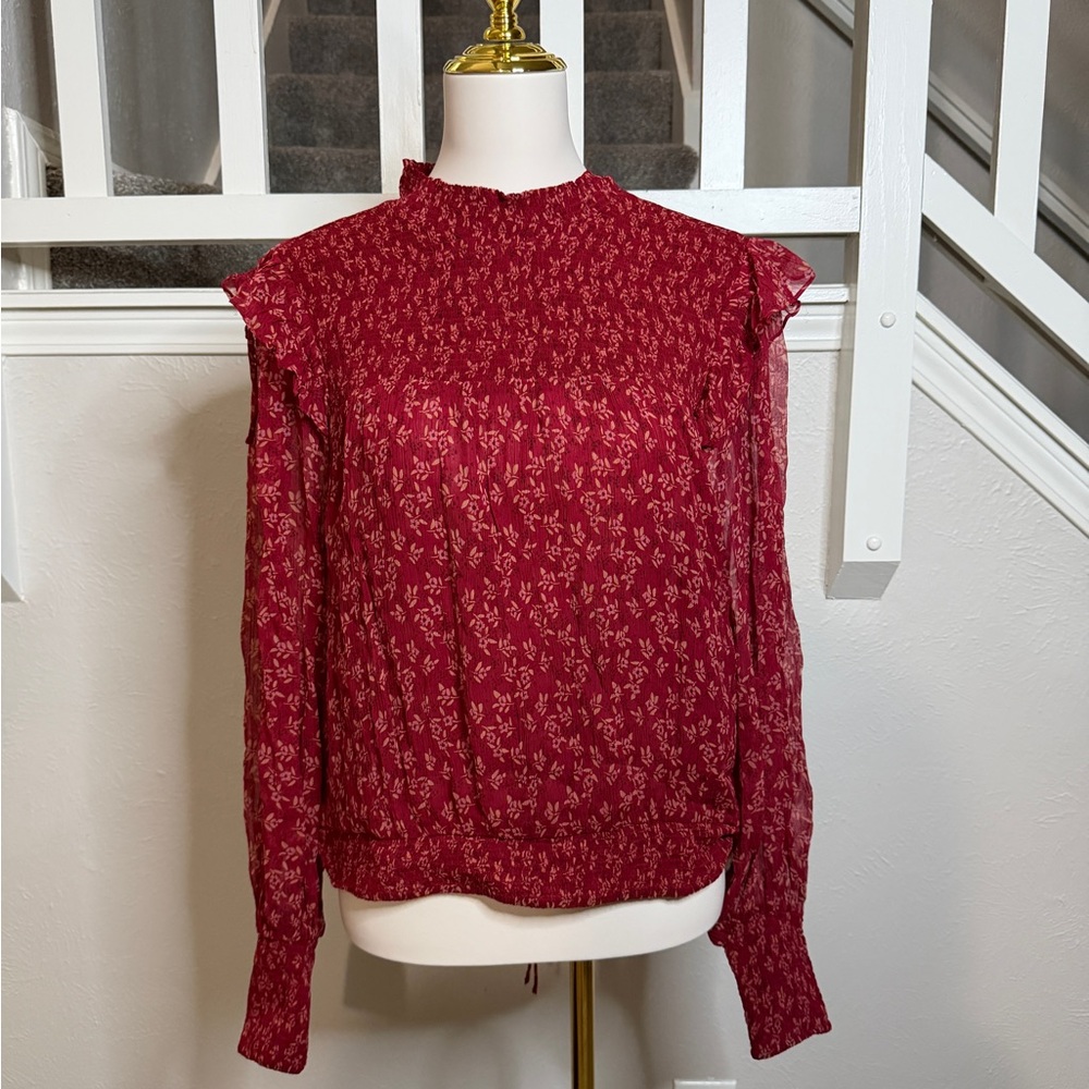 Free People Burgundy Floral Blouse - Picture 2 of 10